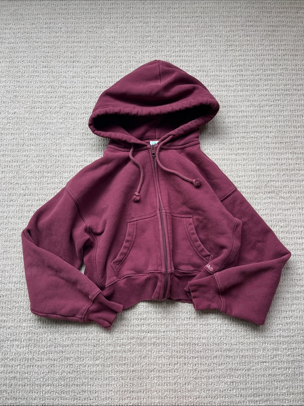 TNA Burgundy cozy Fleece Zip Up Hoodie